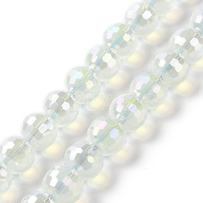 Electroplate Imitation Jade Glass Beads Strands GLAA-E036-12C-1