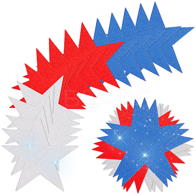 60Pcs 3 Colors Independence Day Theme Paper Glitter Star Wall Decoration AJEW-SP0001-11-1