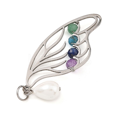 Natural Green Aventurine & Amethyst & Lapis Lazuli & Apatite Faceted Round Wire Wrapped Pendants PALLOY-JF05995-02-1