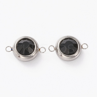 Stainless Steel Color Plated 304 Stainless Steel Pave Cubic Zirconia Links Connectors LS-STAS-I169-02P-04-1