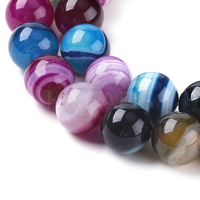 Natural Striped Agate/Banded Agate Beads Strands G-G582-10mm-46-1