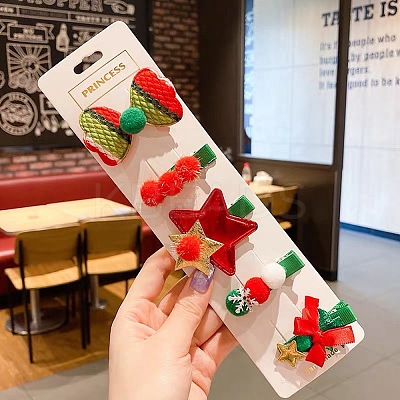 Christmas Theme Cloth Felt Fabric Alligator Hair Clip OHAR-R100-01C-1