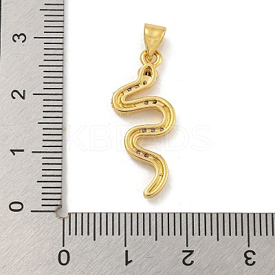 Snake Rack Plating Brass Micro Pave Cubic Zirconia Pendants KK-G513-04G-1