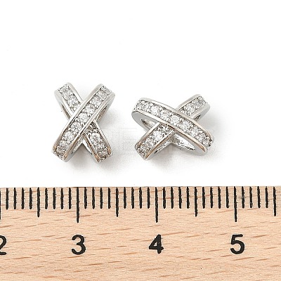 Brass Micro Pave Cubic Zirconia Beads KK-P297-06P-1