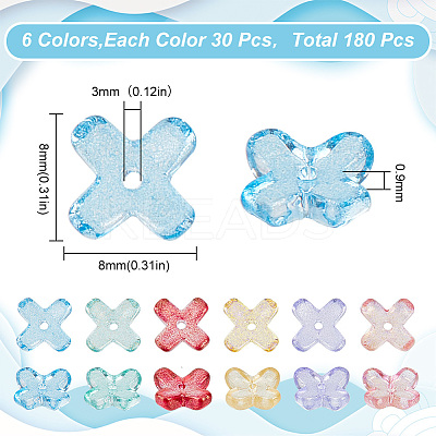 180Pcs 6 Colors Transparent Spray Painted Glass Beads GLAA-HY0001-25-1