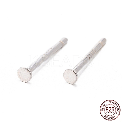925 Sterling Silver Flat Pad Stud Earring Findings STER-K167-045A-S-1