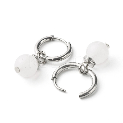 Natural White Jade Beads Earrings for Girl Women Gift EJEW-JE04607-03-1