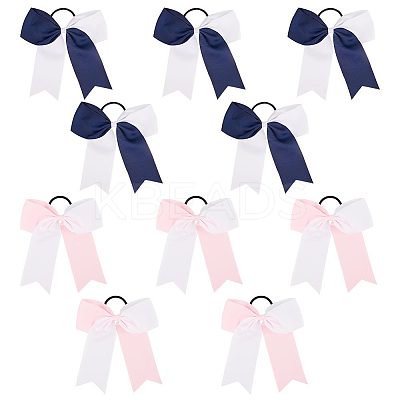 10Pcs 2 Colors Bowknot Polyester Elastic Hair Ties OHAR-GF0001-24-1