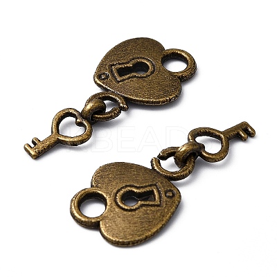 Tibetan Style Padlock and Key Alloy Pendants LS-TIBEP-A11221-AB-NR-1
