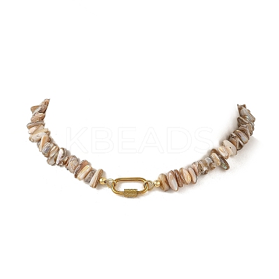 Natural Freshwater Shell Chip Beaded Necklaces NJEW-JN06412-1