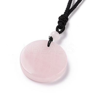 Natural Rose Quartz Triskele/Triskelion Pendant Necklace with Nylon Cord for Women NJEW-E091-01E-1