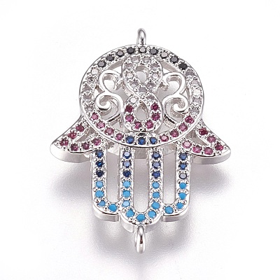 Brass Micro Pave Cubic Zirconia Links ZIRC-F087-07P-RS-1
