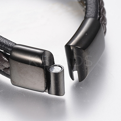 Braided Leather Cord Bracelets BJEW-H561-10A-1