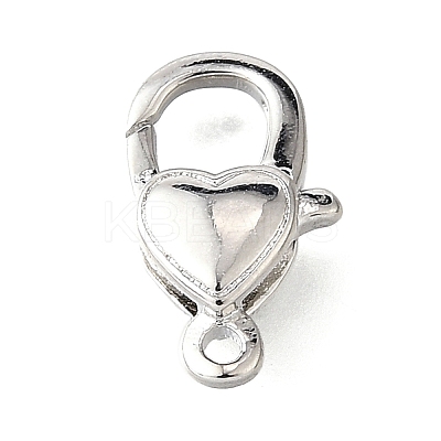 Heart Brass Lobster Claw Clasps KK-V007-20P-1
