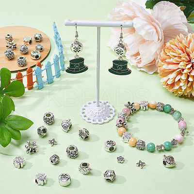 60Pcs 10 Styles Tibetan Style Alloy European Beads FIND-SC0008-88-1