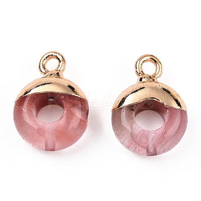 Natural & Synthetic Mixed Gemstones Flat Round/Donut Charms G-I347-M-1