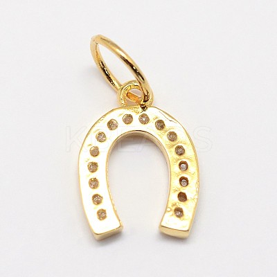 CZ Brass Micro Pave Cubic Zirconia Horse Shoe Charms X-ZIRC-L018-13G-1