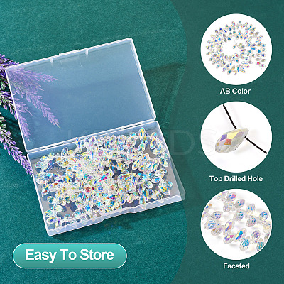 2 Strands Electroplate Transparent Glass Faceted Teardrop Beads Strand EGLA-TA0001-36A-1