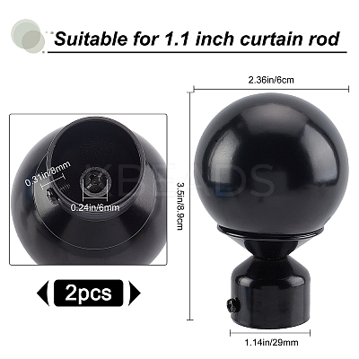 2Pcs Iron Round Curtain Rod Finials FIND-GF0002-96A-1