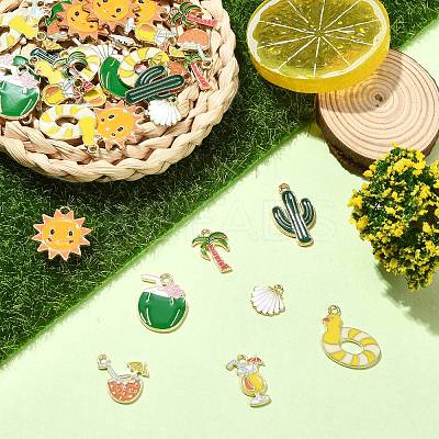 40Pcs 8 Styles Alloy Enamel Pendants ENAM-CJ0006-10-1