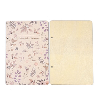 Printed Wooden 2-Ring Loose Leaf Binder Postcard Photo Album Cover DIY-XCP0003-83A-1