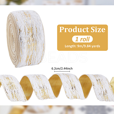 Gold Stamping Single Face Velvet Ribbon OCOR-WH0082-360B-1