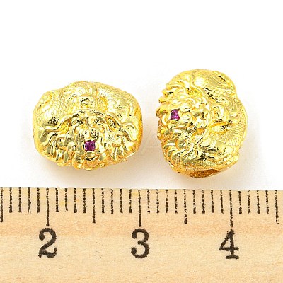 Brass Micro Pave Cubic Zirconia Beads KK-H452-25G-1