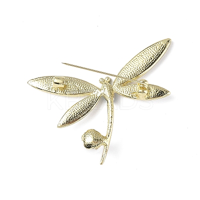 Rhinestonoe Dragonfly with Plastic Imitation Pearl Brooch Pin JEWB-I020-02LG-1
