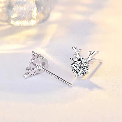 Anti-Tarnish 925 Sterling Silver with Moissanite Rhinestone Stud Earrings AJEW-U007-04P-1