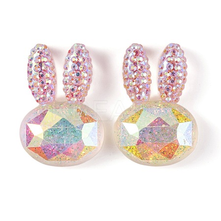 Transparent Epoxy Resin Rabbit Head Decoden Cabochons CRES-M034-05B-1