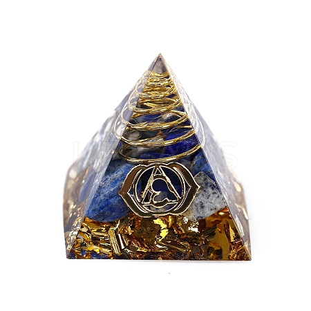 Chakra Theme Orgonite Pyramid Resin Energy Generators DJEW-PW0012-021F-1