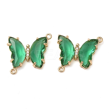 Brass Pave Faceted Glass Connector Charms FIND-Z020-04K-1