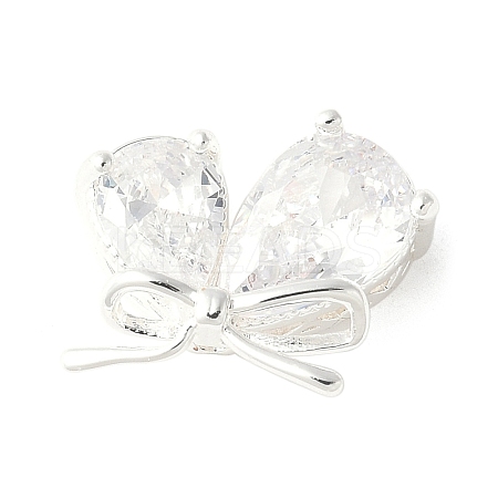 Brass Micro Pave Clear Teardrop Cubic Zirconia Pendants KK-A253-09S-1