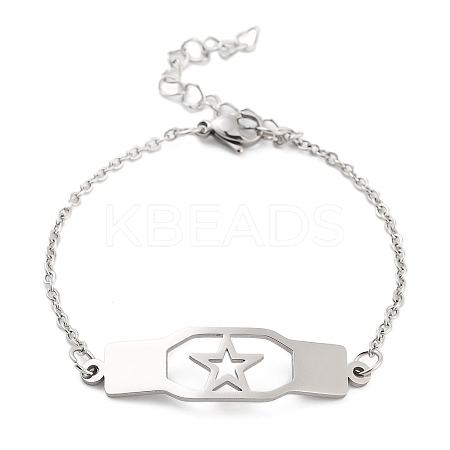 Non-Tarnish Stainless Steel Cable Chain Link Bracelets for Women Men STAS-Z061-01P-10-1