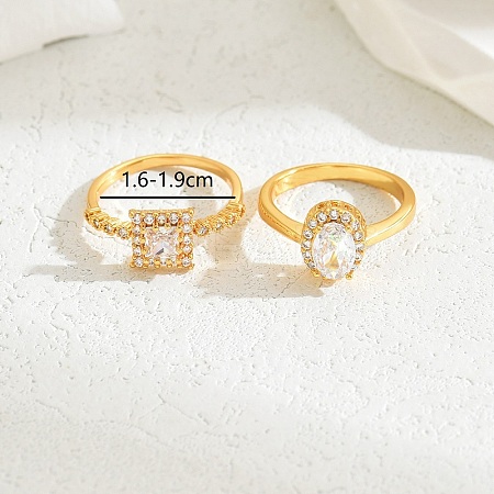 Luxurious Sparkling Zircon Square Ring Set for Couples Wedding Jewelry. WZ9023-1-1