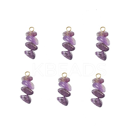 Natural Amethyst Chip Pendants PALLOY-TAC0052-03-1