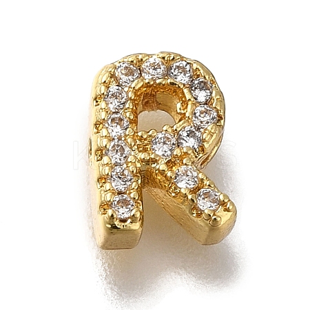 Rack Plating Brass Micro Pave Clear Cubic Zirconia Beads KK-G500-30G-R-1
