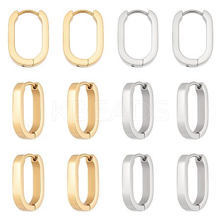 6 Pairs 2 Colors 304 Stainless Steel Huggie Hoop Earrings EJEW-UN0003-11-1
