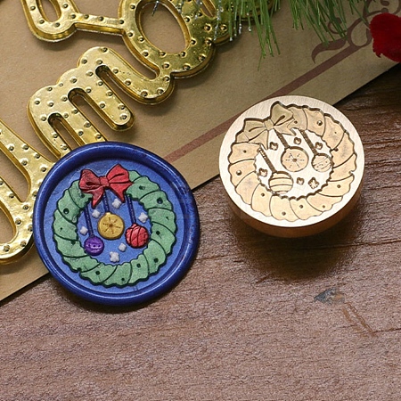 Christmas Series Wax Seal Brass Stamp Head LS-AJEW-M037-01G-29-1