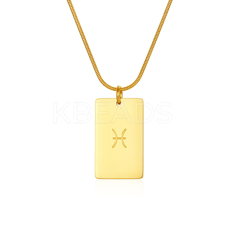 Stylish Stainless Steel 12 Zodiac Rectangle Pendant Necklaces for women GA2858-8-1