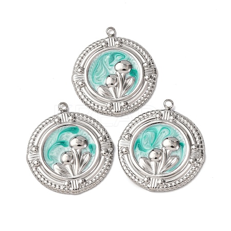 304 Stainless Steel Enamel Pendants STAS-P406-22P-1