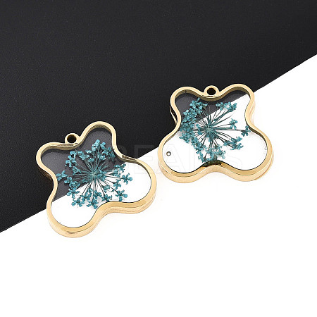 304 Stainless Steel Epoxy Resin Pendants STAS-T072-23-1