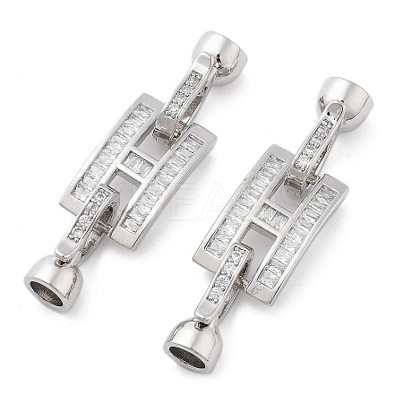 Brass with Clear Cubic Zirconia Fold Over Clasps KK-Z080-07P-1