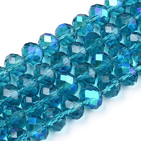 Electroplate Glass Beads Strands X-EGLA-A034-T8mm-L25-1