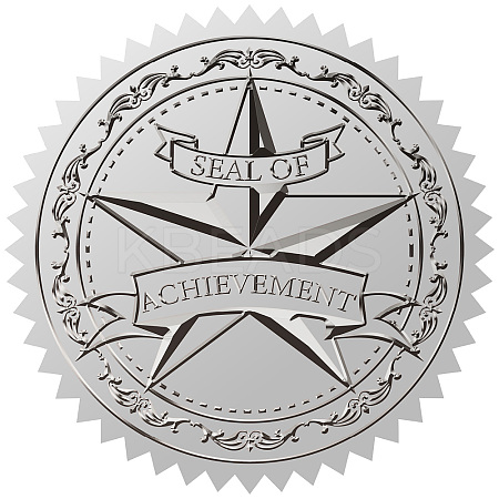 Round Silver Foil Embossed Picture Stickers DIY-WH0503-020-1