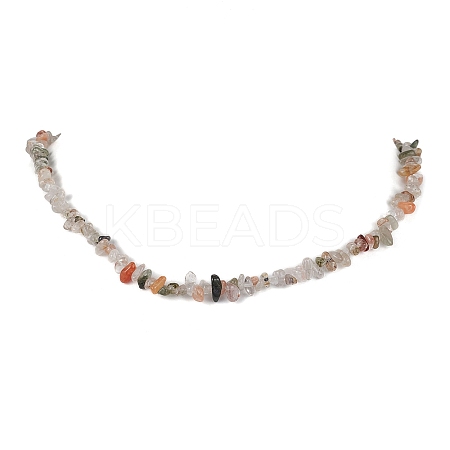 Natural Rutilated Quartz Chip Beaded Necklace NJEW-JN04616-10-1