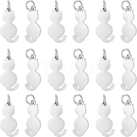 20Pcs 201 Stainless Steel Kitten Pendants STAS-UN0035-50-1