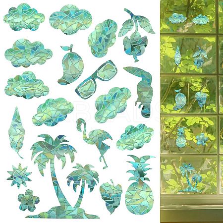 2PCS 2 Styles PVC Stickers Dazzling Color Window Stickers 3D Laser Clouds And Summer Style Shapes Electrostatic Glass Window Stickers JX836A-1