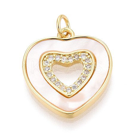 Brass Micro Pave Clear Cubic Zirconia Pendants KK-N268-47G-1