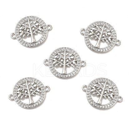 Brass Micro Pave Clear Cubic Zirconia Connector Charms KK-E068-VB335-1